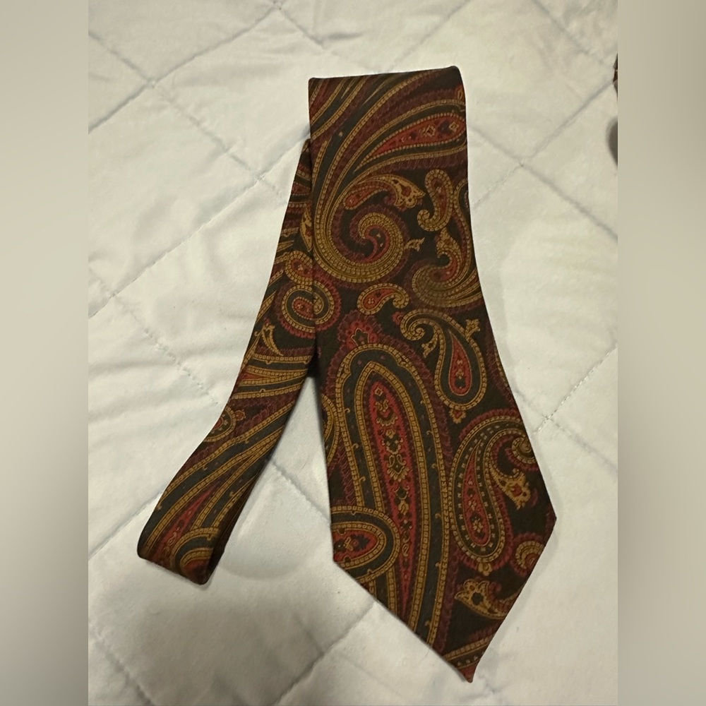 Classic Paisley Men's Tie in Brown, Gold, and Burgundy